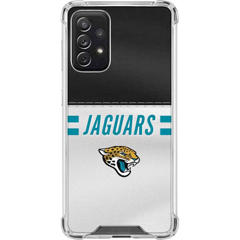 NFL Jacksonville Jaguars White Striped Galaxy A72 5G Clear Case