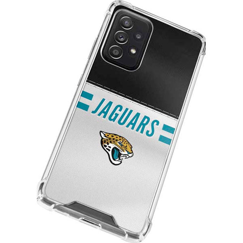 NFL Jacksonville Jaguars White Striped Galaxy A72 5G Clear Case