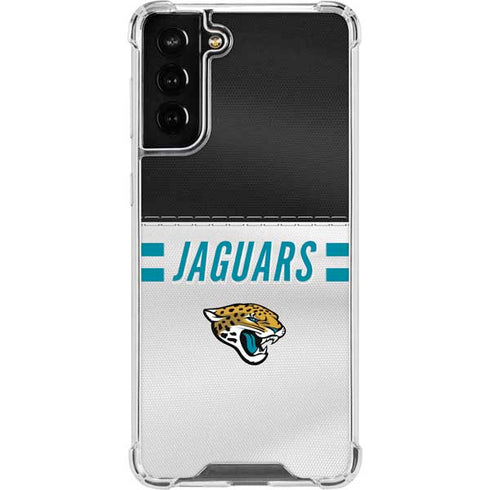 NFL Jacksonville Jaguars White Striped Galaxy S21 FE Clear Case