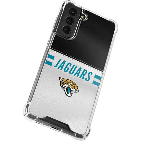 NFL Jacksonville Jaguars White Striped Galaxy S21 FE Clear Case