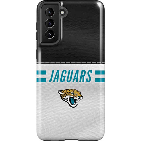 NFL Jacksonville Jaguars White Striped Galaxy S21 FE Pro Case