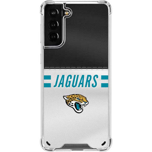 NFL Jacksonville Jaguars White Striped Galaxy S21 Plus 5G Clear Case