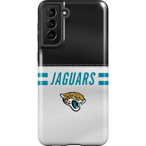 NFL Jacksonville Jaguars White Striped Galaxy S21 Plus 5G Pro Case