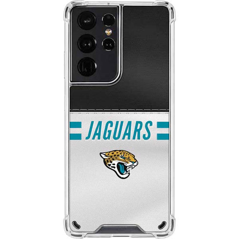 NFL Jacksonville Jaguars White Striped Galaxy S21 Ultra 5G Clear Case