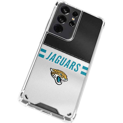 NFL Jacksonville Jaguars White Striped Galaxy S21 Ultra 5G Clear Case