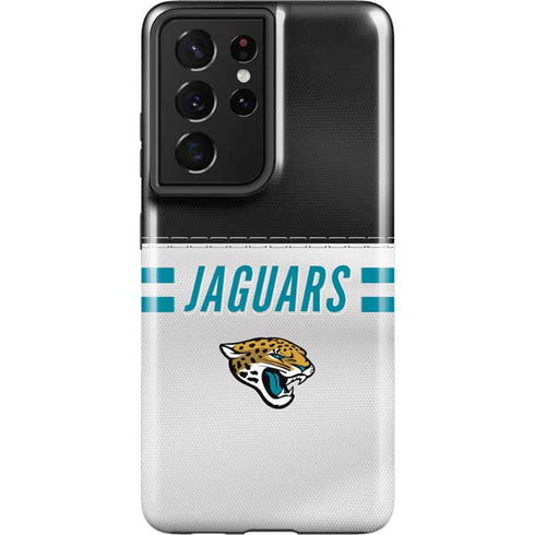 NFL Jacksonville Jaguars White Striped Galaxy S21 Ultra 5G Pro Case