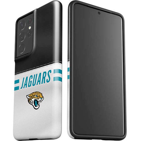 NFL Jacksonville Jaguars White Striped Galaxy S21 Ultra 5G Pro Case
