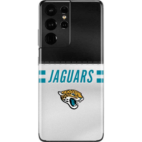 NFL Jacksonville Jaguars White Striped Galaxy S21 Ultra 5G Skin