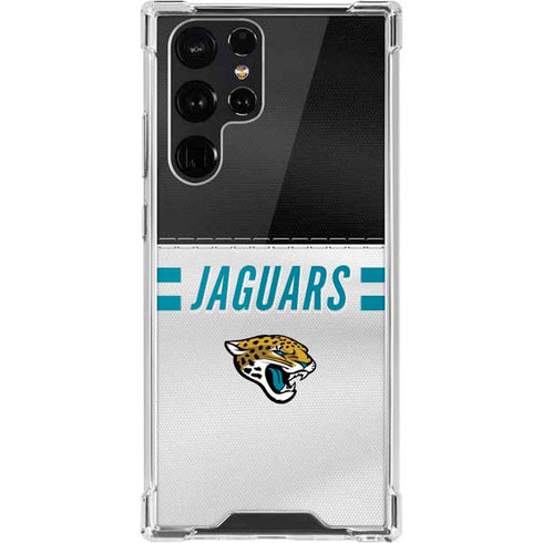 NFL Jacksonville Jaguars White Striped Galaxy S22 Ultra Clear Case