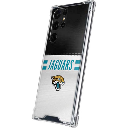 NFL Jacksonville Jaguars White Striped Galaxy S22 Ultra Clear Case