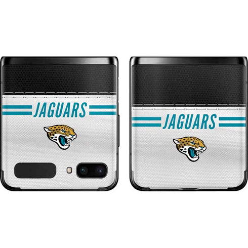 NFL Jacksonville Jaguars White Striped Galaxy Z Flip Skin