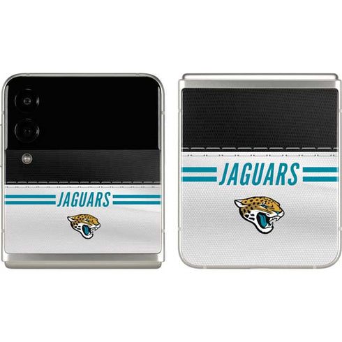 NFL Jacksonville Jaguars White Striped Galaxy Z Flip3 5G Skin