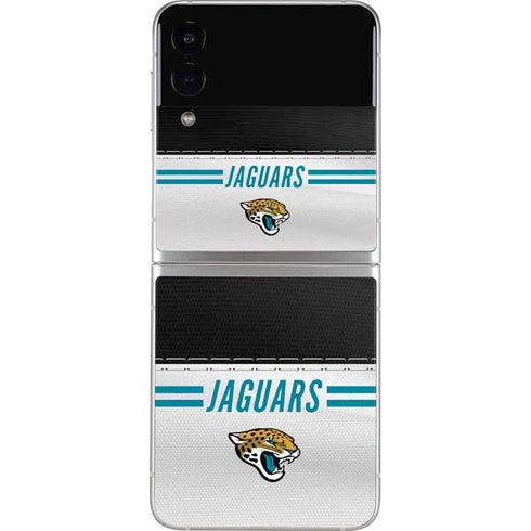 NFL Jacksonville Jaguars White Striped Galaxy Z Flip3 5G Skin
