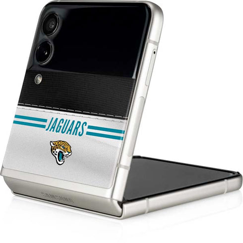 NFL Jacksonville Jaguars White Striped Galaxy Z Flip3 5G Skin