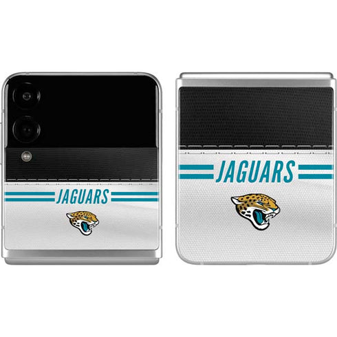 NFL Jacksonville Jaguars White Striped Galaxy Z Flip4 5G Skin