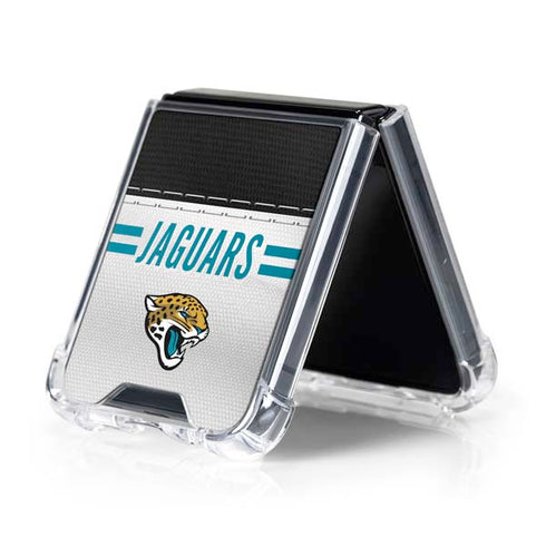 NFL Jacksonville Jaguars White Striped Galaxy Z Flip5 5G Clear Case