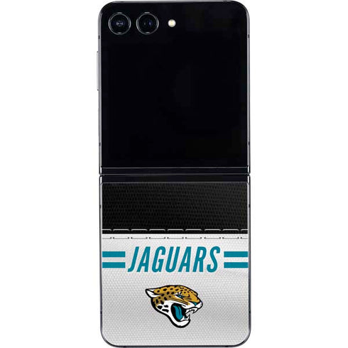 NFL Jacksonville Jaguars White Striped Galaxy Z Flip5 5G Skin