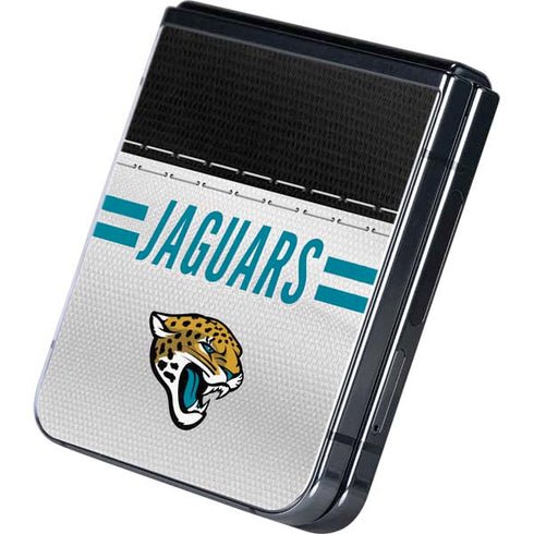 NFL Jacksonville Jaguars White Striped Galaxy Z Flip5 5G Skin