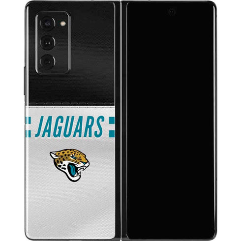 NFL Jacksonville Jaguars White Striped Galaxy Z Fold2 5G Skin