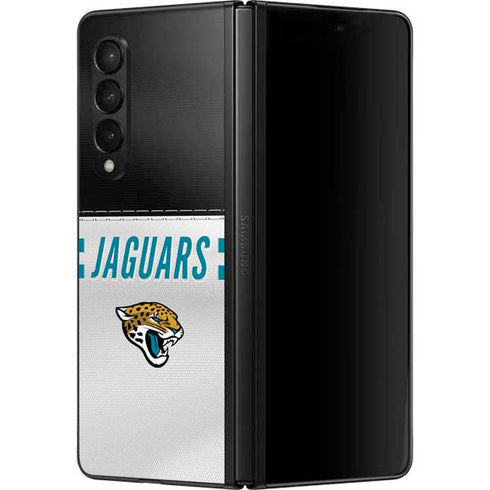 NFL Jacksonville Jaguars White Striped Galaxy Z Fold3 5G Skin