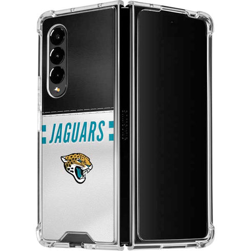 NFL Jacksonville Jaguars White Striped Galaxy Z Fold4 5G Clear Case
