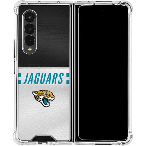 NFL Jacksonville Jaguars White Striped Galaxy Z Fold4 5G Clear Case