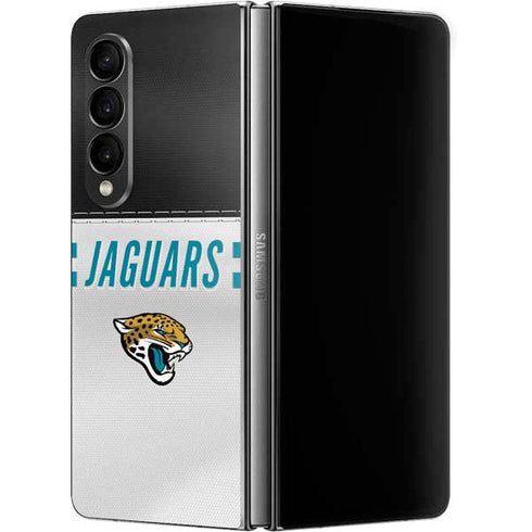 NFL Jacksonville Jaguars White Striped Galaxy Z Fold4 5G Skin