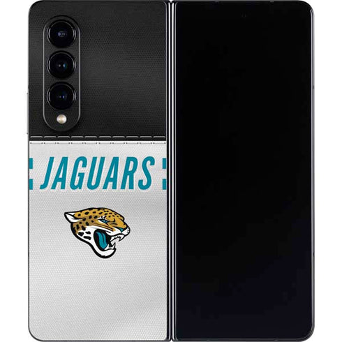 NFL Jacksonville Jaguars White Striped Galaxy Z Fold4 5G Skin