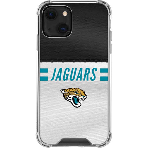 NFL Jacksonville Jaguars White Striped iPhone 13 Mini Clear Case