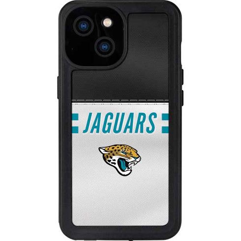 NFL Jacksonville Jaguars White Striped iPhone 13 Mini Waterproof Case