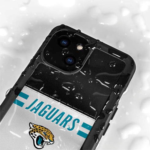 NFL Jacksonville Jaguars White Striped iPhone 13 Mini Waterproof Case