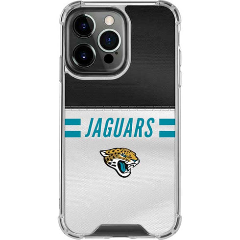 NFL Jacksonville Jaguars White Striped iPhone 13 Pro Clear Case