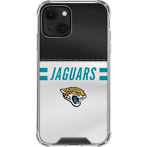 NFL Jacksonville Jaguars White Striped iPhone 14 Plus Clear Case