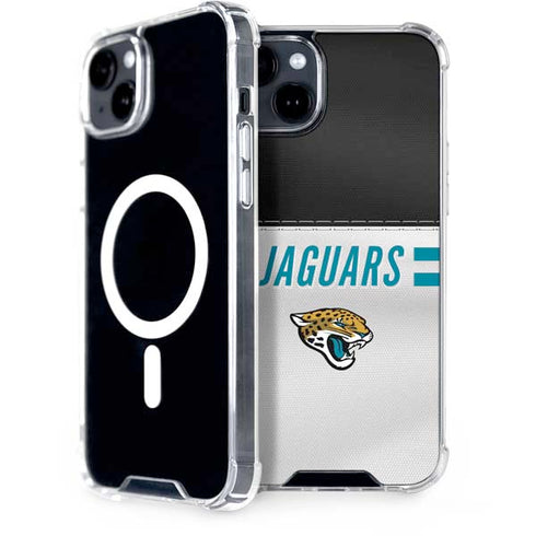 NFL Jacksonville Jaguars White Striped iPhone 15 Plus MagSafe Case