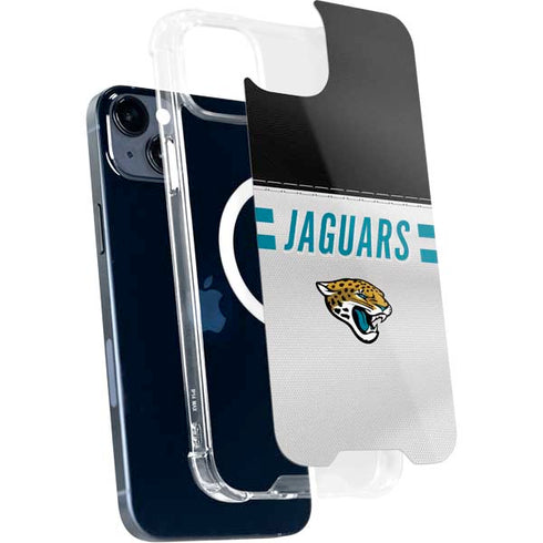 NFL Jacksonville Jaguars White Striped iPhone 14 Plus MagSafe Case