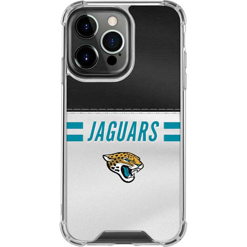 NFL Jacksonville Jaguars White Striped iPhone 14 Pro Clear Case