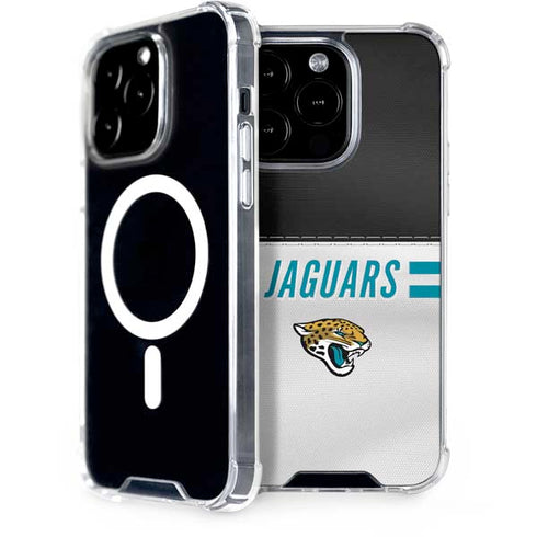 NFL Jacksonville Jaguars White Striped iPhone 15 Pro MagSafe Case