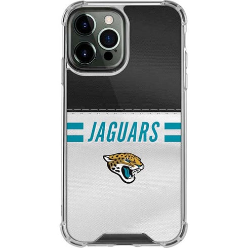 NFL Jacksonville Jaguars White Striped iPhone 14 Pro Max Clear Case