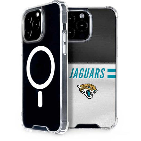 NFL Jacksonville Jaguars White Striped iPhone 15 Pro Max MagSafe Case