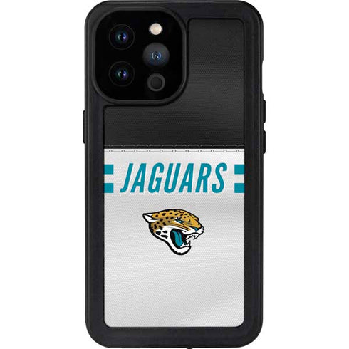 NFL Jacksonville Jaguars White Striped iPhone 14 Pro Max Waterproof Case