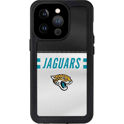 NFL Jacksonville Jaguars White Striped iPhone 14 Pro Waterproof Case