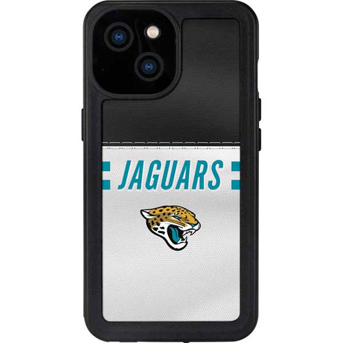 NFL Jacksonville Jaguars White Striped iPhone 15 Waterproof Case