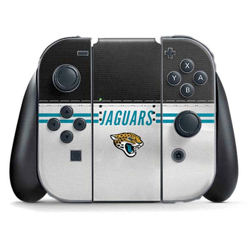 NFL Jacksonville Jaguars White Striped Nintendo Switch (2017-2021) Joy-Con Controller Skin