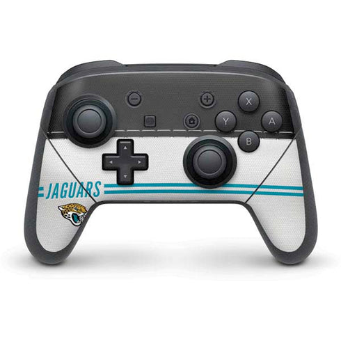 NFL Jacksonville Jaguars White Striped Nintendo Switch Pro Controller Skin