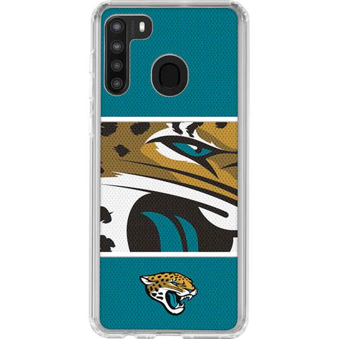 NFL Jacksonville Jaguars Zone Block Galaxy A21 Clear Case