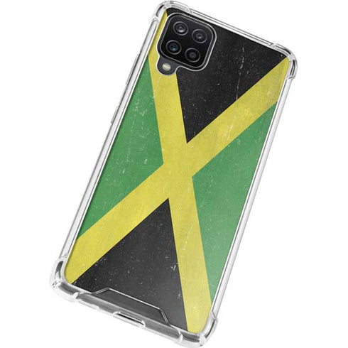 Jamaica Flag Distressed Galaxy A12 Clear Case