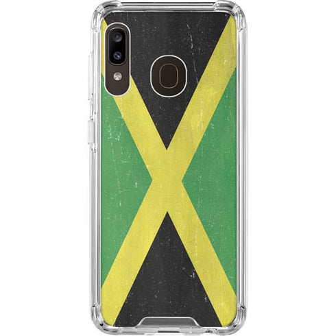 Jamaica Flag Distressed Galaxy A30 Clear Case