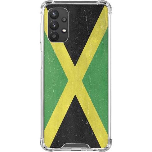 Jamaica Flag Distressed Galaxy A32 5G Clear Case