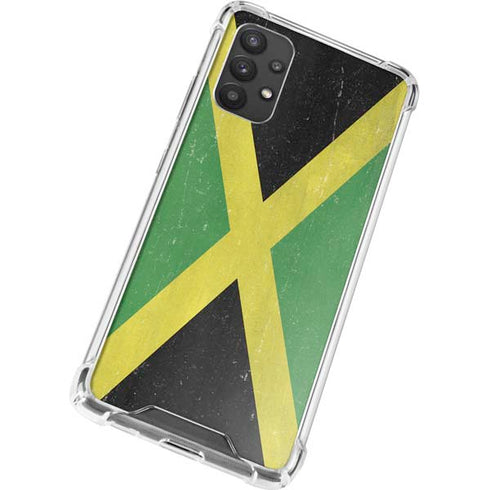 Jamaica Flag Distressed Galaxy A32 5G Clear Case