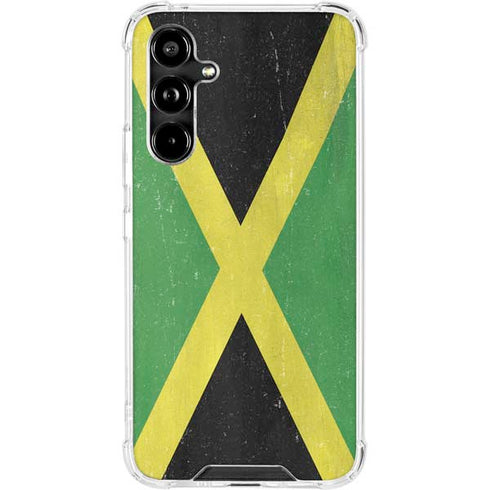 Jamaica Flag Distressed Galaxy A54 5G Clear Case